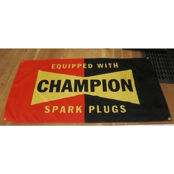 2 ft x 4 ft Champion Spark Plug Flag Banner Garage Sign (cloth) 