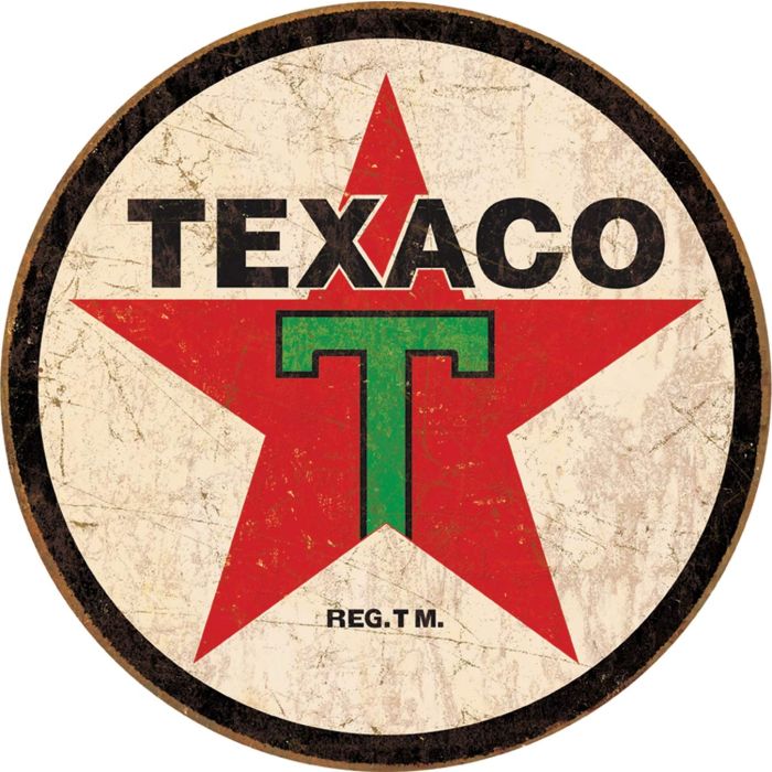 Vintage Texaco 12 Inch Round Metal Tin Sign Plate Garage Wall Plaque Home Decor